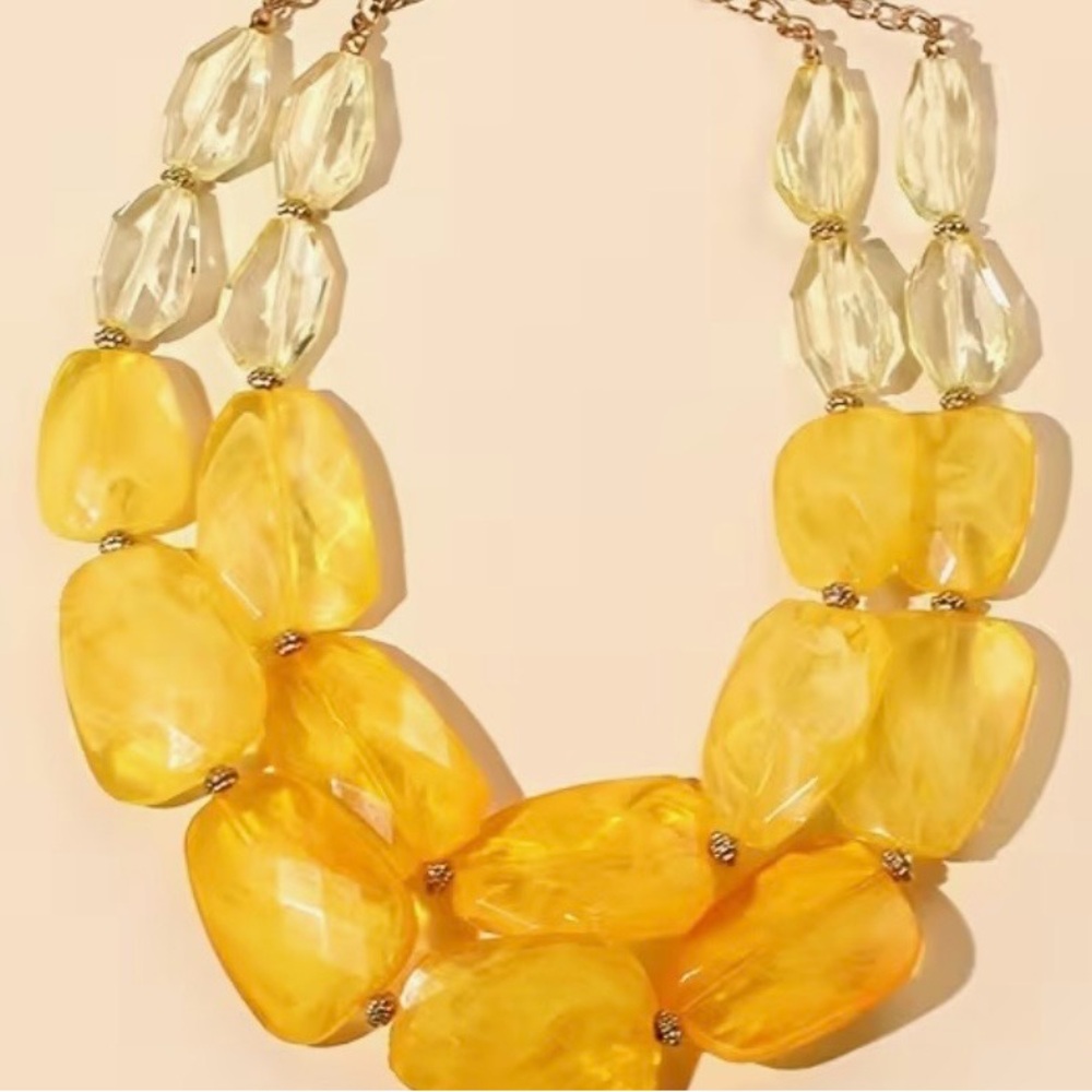 Yellow and Gold Statement Necklace
